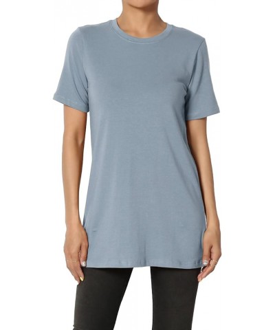 Women's Basic Cotton Span Crew Neck Relxed Slim Fit Tee Tunic Length T-Shirt Cement $10.06 T-Shirts