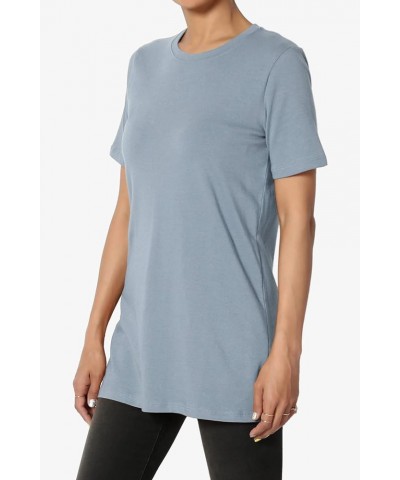 Women's Basic Cotton Span Crew Neck Relxed Slim Fit Tee Tunic Length T-Shirt Cement $10.06 T-Shirts