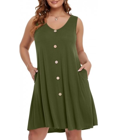 Summer Dresses for Women Beach Tshirt Sundress V Neck Casual Swing Tank Dress Swimsuit Cover Ups Pockets Army Green 39 $15.19...