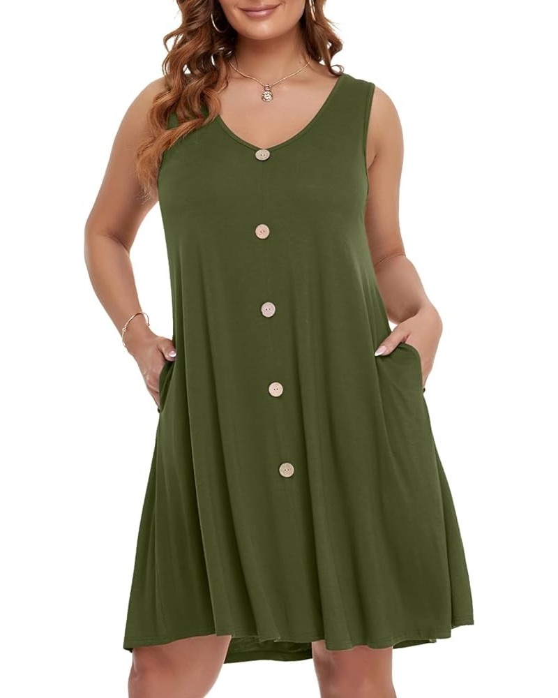 Summer Dresses for Women Beach Tshirt Sundress V Neck Casual Swing Tank Dress Swimsuit Cover Ups Pockets Army Green 39 $15.19...