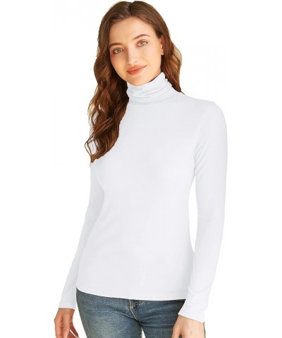 Women Turtleneck Tops Long Sleeve Slim Fit Lightweight Base Layer Shirts White $11.19 Underwear