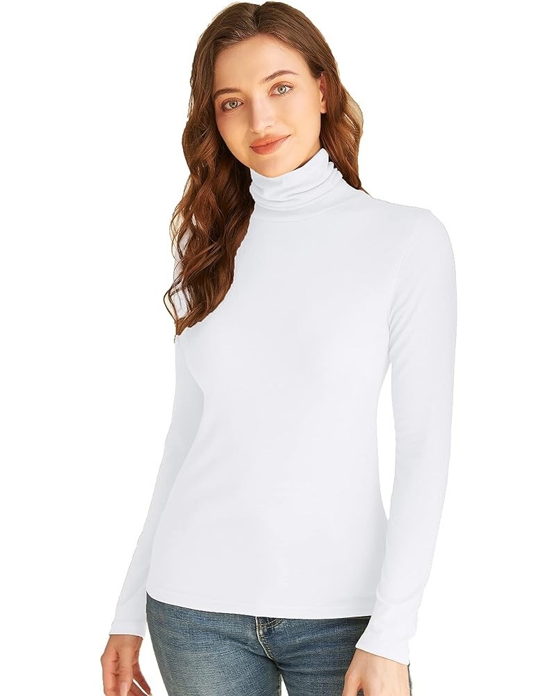 Women Turtleneck Tops Long Sleeve Slim Fit Lightweight Base Layer Shirts White $11.19 Underwear