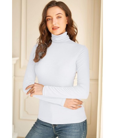 Women Turtleneck Tops Long Sleeve Slim Fit Lightweight Base Layer Shirts White $11.19 Underwear