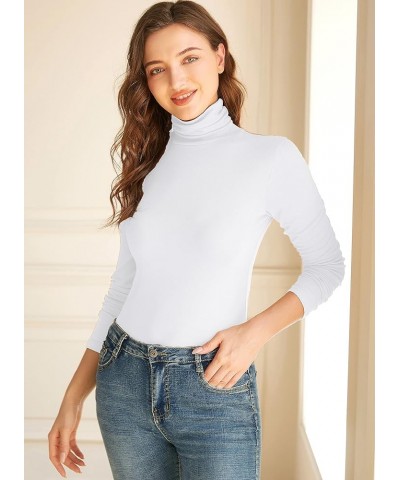 Women Turtleneck Tops Long Sleeve Slim Fit Lightweight Base Layer Shirts White $11.19 Underwear