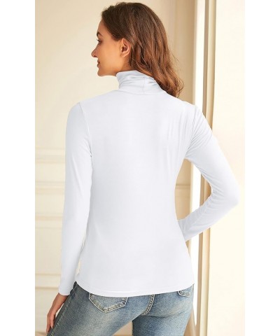 Women Turtleneck Tops Long Sleeve Slim Fit Lightweight Base Layer Shirts White $11.19 Underwear