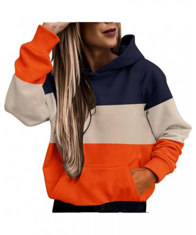 Women's Color Block Leopard Long Sleeve Hoodies Pullover Hooded Sweatshirt Casual Loose Tunic Tops Hoody with Pocket Orange $...