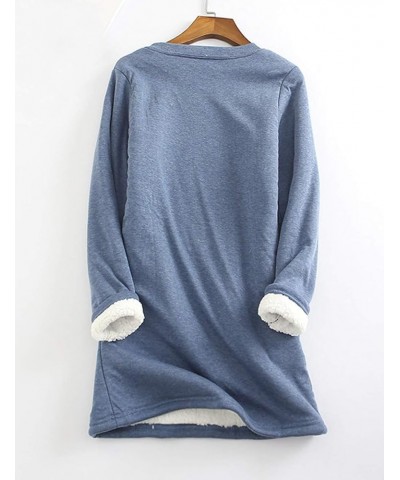 Women's Winter Warm Sherpa-lined Sweatshirts Soft O Neck Fleece Pullover Sweatshirt tops Blue $13.81 Hoodies & Sweatshirts