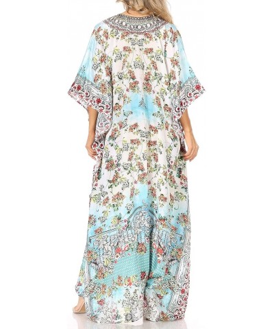 Yeni Women's Short Sleeve V-Neck Summer Floral Long Caftan Dress Cover-up 471 $34.19 Swimsuits