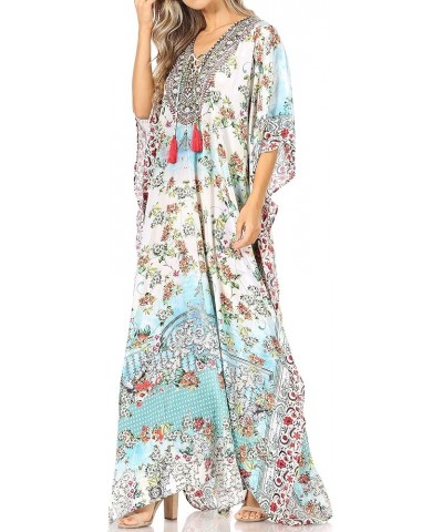 Yeni Women's Short Sleeve V-Neck Summer Floral Long Caftan Dress Cover-up 471 $34.19 Swimsuits