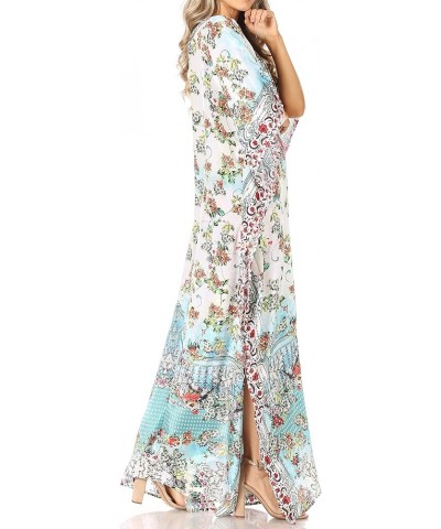 Yeni Women's Short Sleeve V-Neck Summer Floral Long Caftan Dress Cover-up 471 $34.19 Swimsuits