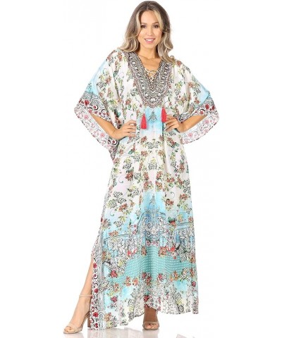 Yeni Women's Short Sleeve V-Neck Summer Floral Long Caftan Dress Cover-up 471 $34.19 Swimsuits