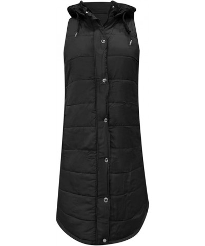 Long Vest for Women Sleeveless Warm Winter Down Jacket Zipper Hooded Down Coat Comfy Fleece Sherpa Jacket with Hood C-black $...