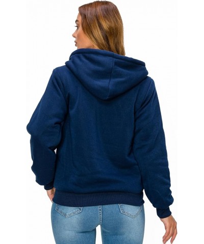 Women's Full Zip Up Fleece Hoodies with Fuzzy Thick White Sherpa Lining Winter Hoodies jackets heavyweight Sweatshirt Navy $1...