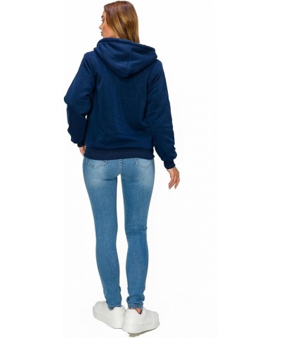 Women's Full Zip Up Fleece Hoodies with Fuzzy Thick White Sherpa Lining Winter Hoodies jackets heavyweight Sweatshirt Navy $1...