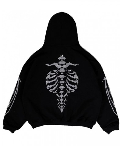 Women Y2k Zip Up Hoodie Sweatshirt Men Rhinestone Graphic Hoodie Girls Oversize Sweatshirt Fashion Streetwear 0913a-black $9....