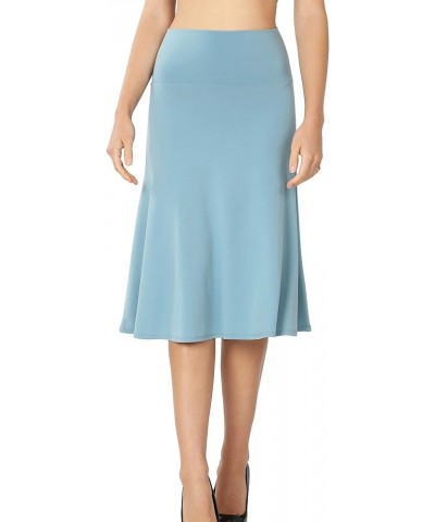 7502 Women's Knee Length A-Line Ruched Flared Skirt with Fold Over Elastic Waist Band Flared-almond $9.66 Skirts