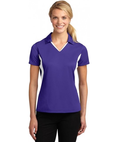 Ladies Side Blocked Micropique Sport-Wick Polo. LST655 Purple/White Purple $11.77 Activewear