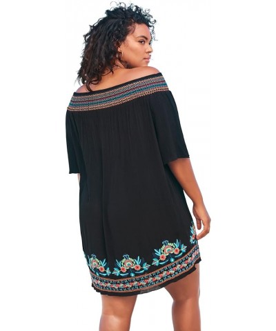 Women's Plus Size Off-The-Shoulder Cover Up Swimsuit Cover Up White Multi $32.58 Swimsuits