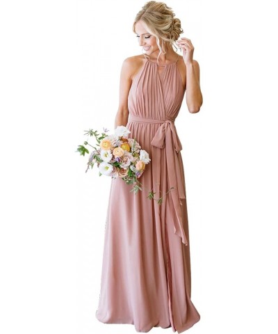 Women's Halter Chiffon Bridesmaid Dresses for Women Long A-Line Simple Formal Dresses Pleated CYM032 Dusty Rose $25.97 Dresses