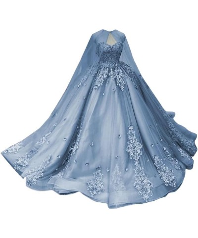 Sweetheart Quinceanera Dresses Ball Gown with Cape Princess Sweet 15 16 Dresses Lace Prom Dresses WZY85 Dusty Blue $47.85 Dre...