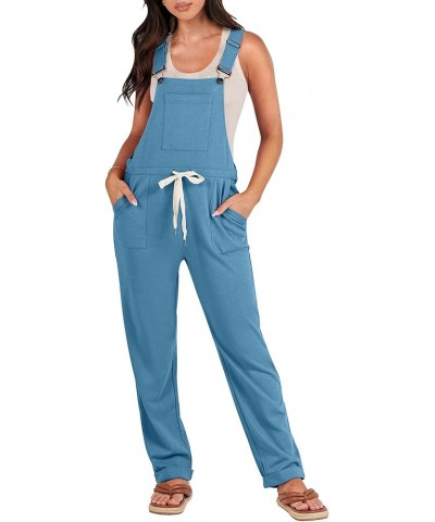 Women's Overalls Jumpsuit Casual Sleeveless Adjustable Tie Straps Drawstring Jumpers Outfits with Pockets Denim Blue $17.22 O...