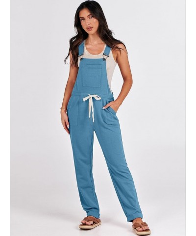 Women's Overalls Jumpsuit Casual Sleeveless Adjustable Tie Straps Drawstring Jumpers Outfits with Pockets Denim Blue $17.22 O...