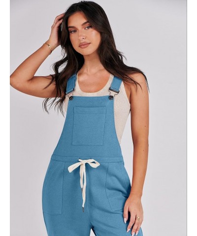 Women's Overalls Jumpsuit Casual Sleeveless Adjustable Tie Straps Drawstring Jumpers Outfits with Pockets Denim Blue $17.22 O...