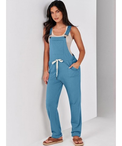 Women's Overalls Jumpsuit Casual Sleeveless Adjustable Tie Straps Drawstring Jumpers Outfits with Pockets Denim Blue $17.22 O...