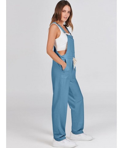 Women's Overalls Jumpsuit Casual Sleeveless Adjustable Tie Straps Drawstring Jumpers Outfits with Pockets Denim Blue $17.22 O...