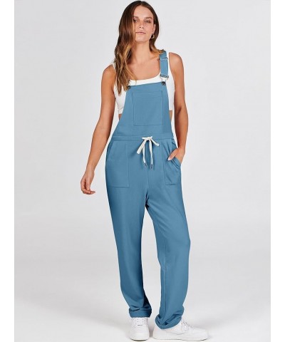 Women's Overalls Jumpsuit Casual Sleeveless Adjustable Tie Straps Drawstring Jumpers Outfits with Pockets Denim Blue $17.22 O...