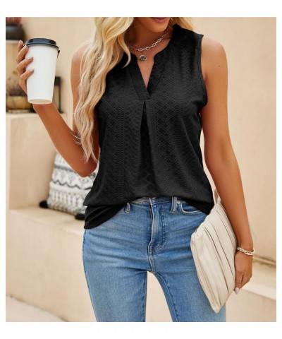 V Neck Sleeveless Tank Top for Women Summer Tunic Shirts with Eyelet Womens Tops Dressy Casual Business Outfits Black $10.56 ...