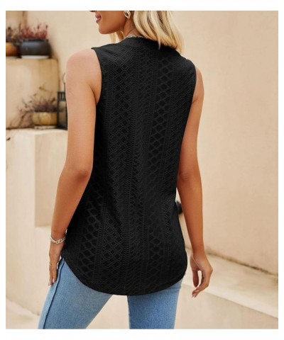 V Neck Sleeveless Tank Top for Women Summer Tunic Shirts with Eyelet Womens Tops Dressy Casual Business Outfits Black $10.56 ...