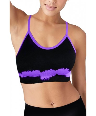 Womens Tie Dye Sports Bra Seamless Removable Pads for Gym Workouts, Yoga, Running, Exercise Black / Purple $8.83 Lingerie