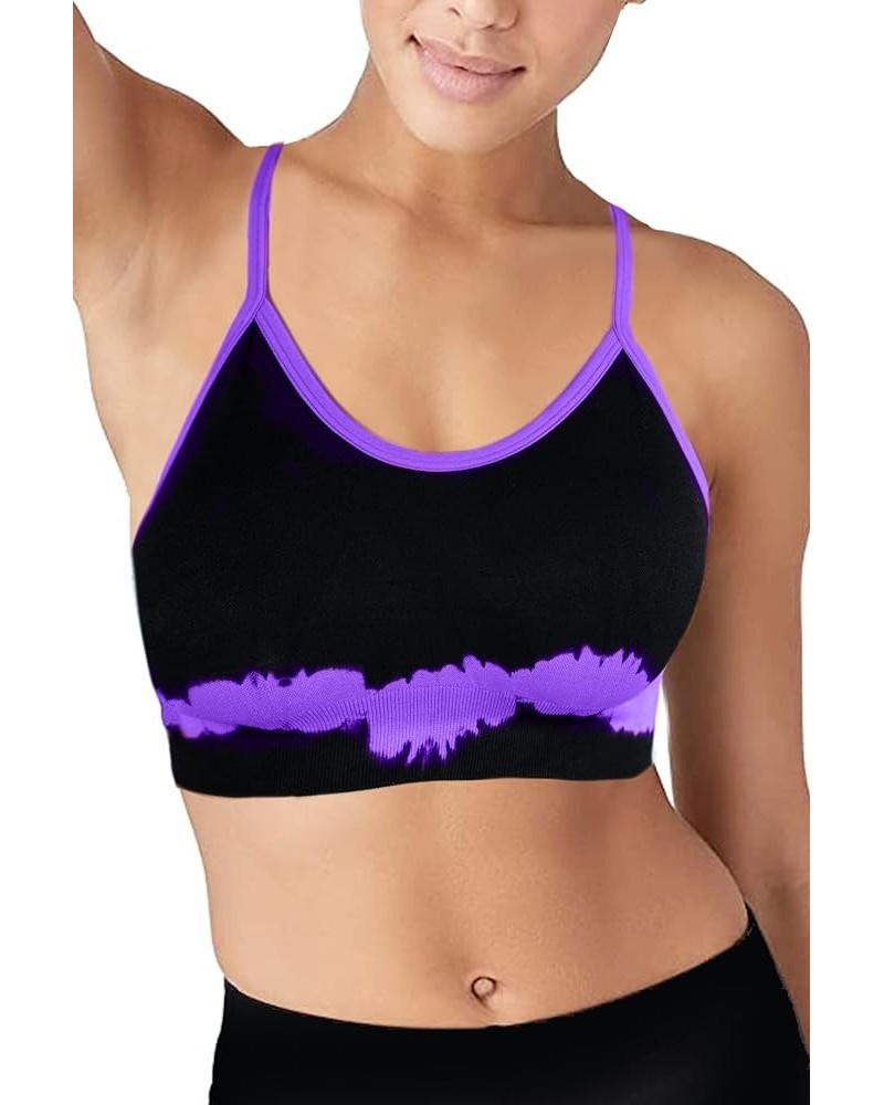 Womens Tie Dye Sports Bra Seamless Removable Pads for Gym Workouts, Yoga, Running, Exercise Black / Purple $8.83 Lingerie