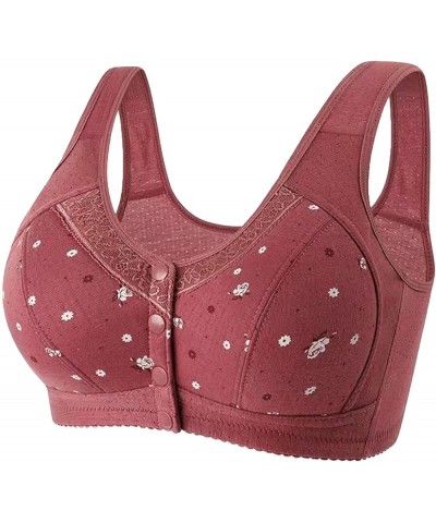 4 Pack Daisy Bras for Women Front Snaps Closure Wireless Cotton Bra Full Coverage Sports Bras Soft Comfy Sleep Bra Khaki $5.0...