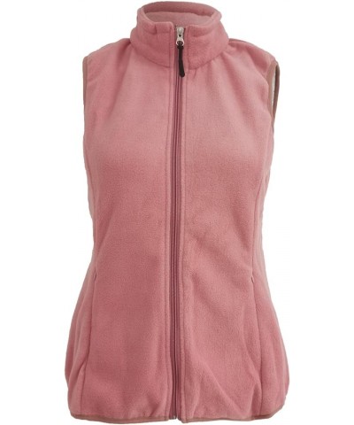 Women Fashion Winter Vest Full Zipper Stand Up Collar Thickened and Velvet Outdoor Sleeveless Jacket Sleeveless Pink $7.66 Vests