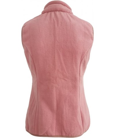 Women Fashion Winter Vest Full Zipper Stand Up Collar Thickened and Velvet Outdoor Sleeveless Jacket Sleeveless Pink $7.66 Vests