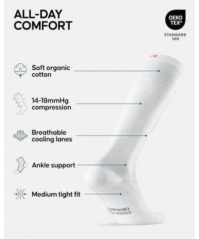 Graduated Compression Socks, 14-18mmHg, Organic Cotton, 3 Pack White $19.18 Activewear