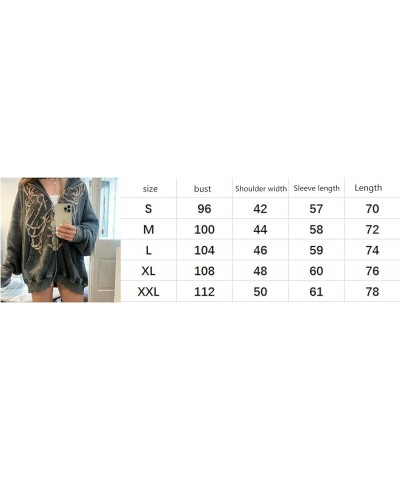 Women Zip Up Hoodie Halloween Skeleton Print Oversized Vintage Sweatshirts with Pocket Aesthetic Jacket Coat A-grey $14.26 Ho...