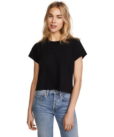 Women's 1950's Boxy Crop Tee Washed Black $46.55 T-Shirts