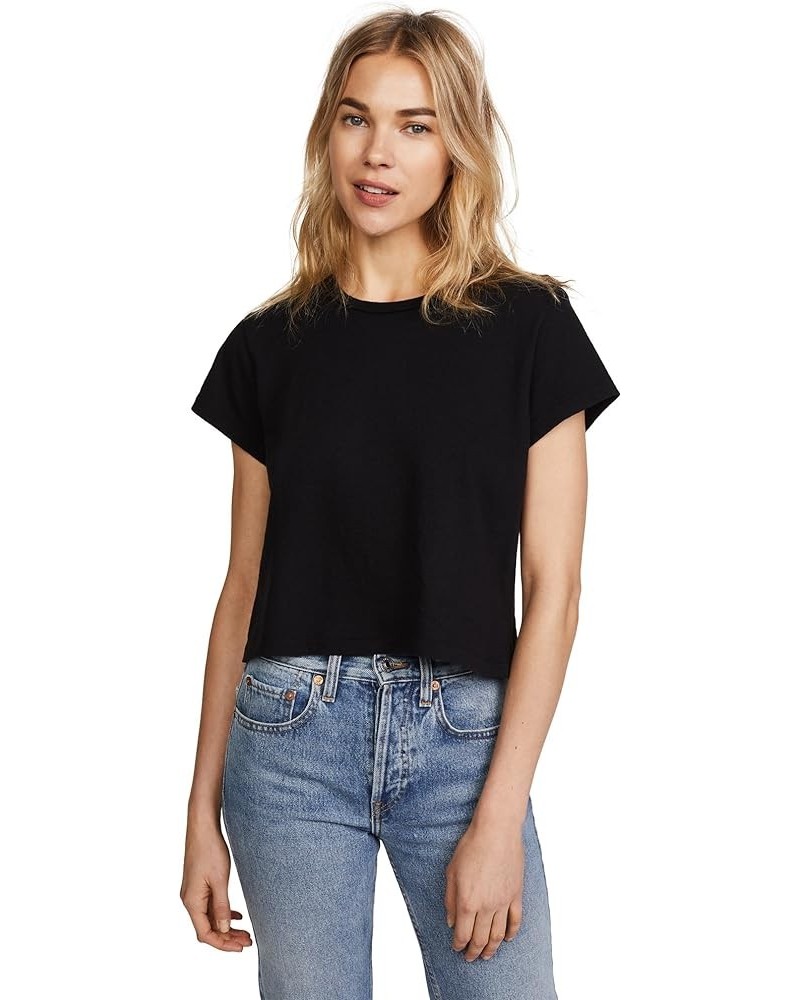 Women's 1950's Boxy Crop Tee Washed Black $46.55 T-Shirts