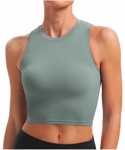 Sports Bras for Women Workout Crop Tank Tops with Built in Bra Athletic Longline Padded Yoga Shirts Gym Fitness Rhino Grey $1...