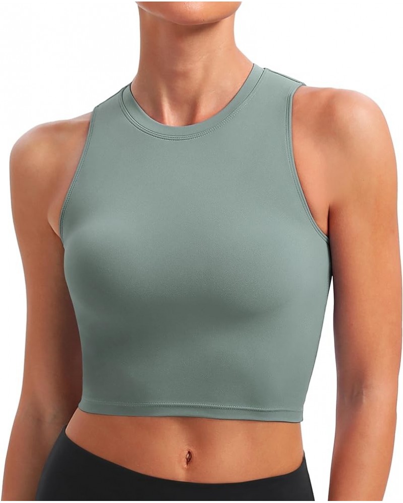 Sports Bras for Women Workout Crop Tank Tops with Built in Bra Athletic Longline Padded Yoga Shirts Gym Fitness Rhino Grey $1...