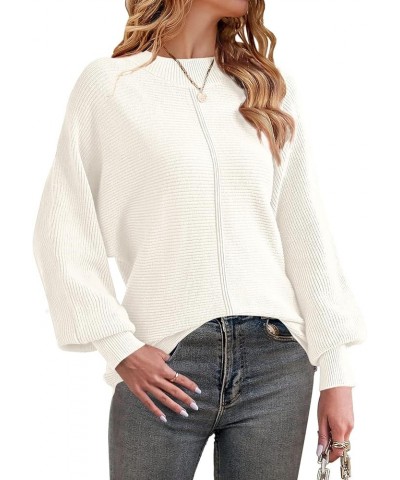 Womens Pullover Sweaters Fall 2023 Trendy Oversized Crewneck Long Batwing Sleeve Tops Cable Rib Knitted Warm Jumpers Beige $1...