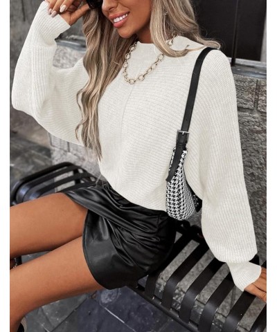 Womens Pullover Sweaters Fall 2023 Trendy Oversized Crewneck Long Batwing Sleeve Tops Cable Rib Knitted Warm Jumpers Beige $1...