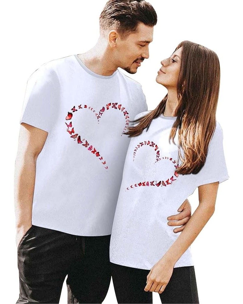 Couples Matching Shirts for Him and Her Novelty Short Sleeve Love Printed Pullover Tops Comfortable Lover Matching T-Shirt Wo...