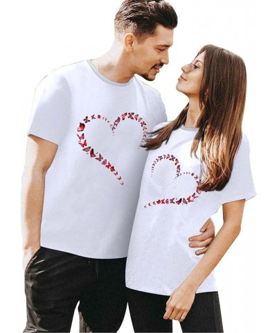 Couples Matching Shirts for Him and Her Novelty Short Sleeve Love Printed Pullover Tops Comfortable Lover Matching T-Shirt Wo...