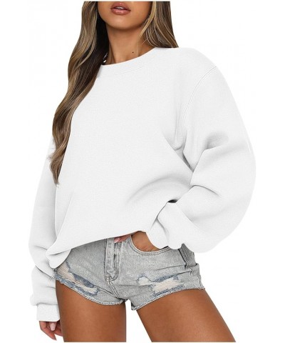 Womens Oversized Sweatshirt Long Sleeve Crewneck Sweatshirts 2023 Fall Fashion Clothes Casual Comfy Pullover Tops A01-white $...