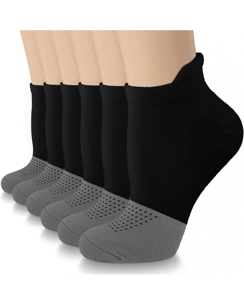 Copper Compression Socks Women and Men 6 Pairs - Circulation Arch Support Plantar Fasciitis Running Ankle Socks A8 - 6 Black ...