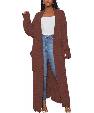 Women's Long Sweater Cardigan Open Front Duster Jacket Casual Cable Knitted Maxi Dress Coat Braided Outwear Pockets Long Coff...